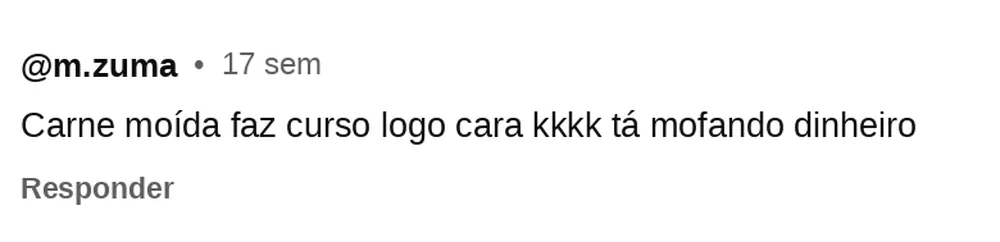 Comentário de seguidor pedindo um curso de animação do Carne Moída (3 de 25)